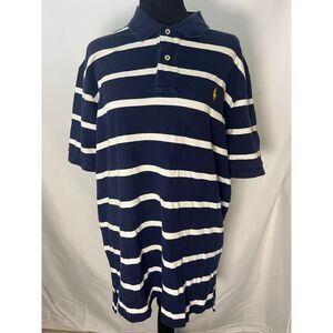 Polo Ralph Lauren Navy‎ White Striped Shirt Short Sleeve L